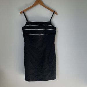 a fortiori Vintage Mini Dress Sleeveless Black White Stripes Made in USA Size 13